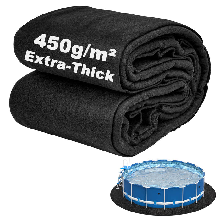 Abimars Pool Liner Pad for Above Ground Pools, 18 FT Round Extra-Thick Pool Mat, Seamless Comfort Underfoot, Puncture-Resistant Industrial-Grade Black Synthetic Fiber Pad
