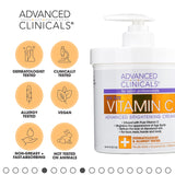 Advanced Clinicals Vitamin C Body Lotion + Potent Vitamin C Serum 2pc Bundle | Face Serum & Body Cream Brightening Skin Care Set & Kits For Wrinkles, Dark Spots, Dry Skin, & Uneven Skin Tone, 2-Pack