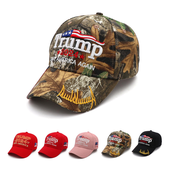 Trump 2024 Hat MAGA Hat Embroidered Save America Again Donald Trump Slogan USA Adjustable Camo Baseball Cap for Woman Men