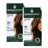 Herbatint Permanent Herbal Hair Color Gel, Light Chestnut, 5N, 2 pk