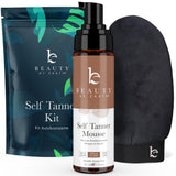 Self Tanner Tanning Mousse Kit - USA Made with Natural & Organic Ingredients, Self Tanner Mousse and Mitt, Self Tan Kit, Fake Tan Tanning Foam, Medium to Dark Sunless Tanner, Self Tanners Best Sellers