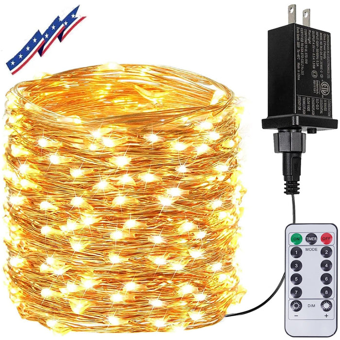 Super-Long 99Ft 300 LED Fairy Lights Plug in, Waterproof String Lights Outdoor with Remote, Copper Wire with Timer for Bedroom, Twinkle Lights for Bedroom Christmas Garden Wedding (Warm White)