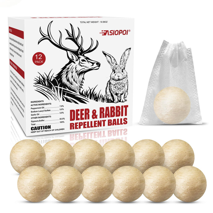 Deer Repellent Ball 12 Pcs, Rabbit Repellent Outdoor, Effective Deer Deterrent for Garden, Protect Your Plants with Powerful Repellents Deer for Flowers, Shrubs & Trees
