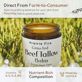 Prairie Fire Candles Beef Tallow Balm - 8 oz - Organic Grass Fed - Body Butter - Moisturizing Skin Care Fragrance Free - 8 oz