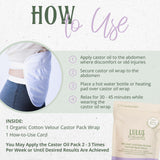 Lulus Naturals - Plush Cotton Castor Oil Pack Wrap, Reusable Castor Oil Pads for Stomach, Kidneys & More, Wrap for Castor Oil Packs for Liver Detox (Castor Oil Not Included), 9 x 19 inches