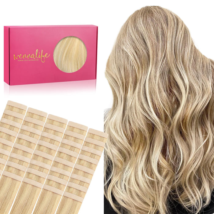 WENNALIFE 40PCS Tape in Hair 16/22