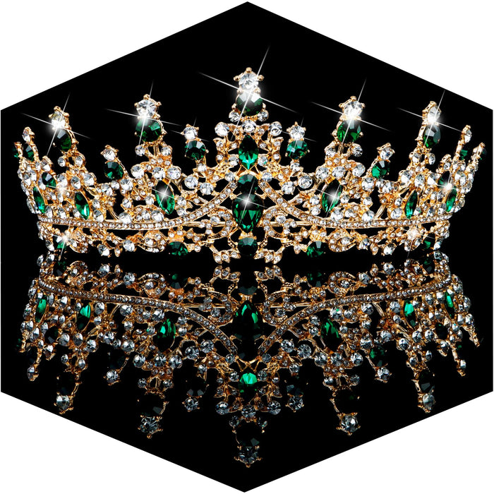 TOBATOBA Green Crown Green Tiara Crystal Wedding Tiara for Women Prom Queen Crown Headband Metal Princess Tiara Quinceanera Crown Headpieces for Birthday Prom Pageant Cosplay Halloween Costume Women