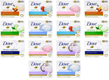 Dove, Beauty Bar Soap Variety Pack of 14, Go Fresh, Shea Butter, Coconut Milk, White, Pampering, Restoring, Exfoliating - 90g (7 Scents, 2 of Each)