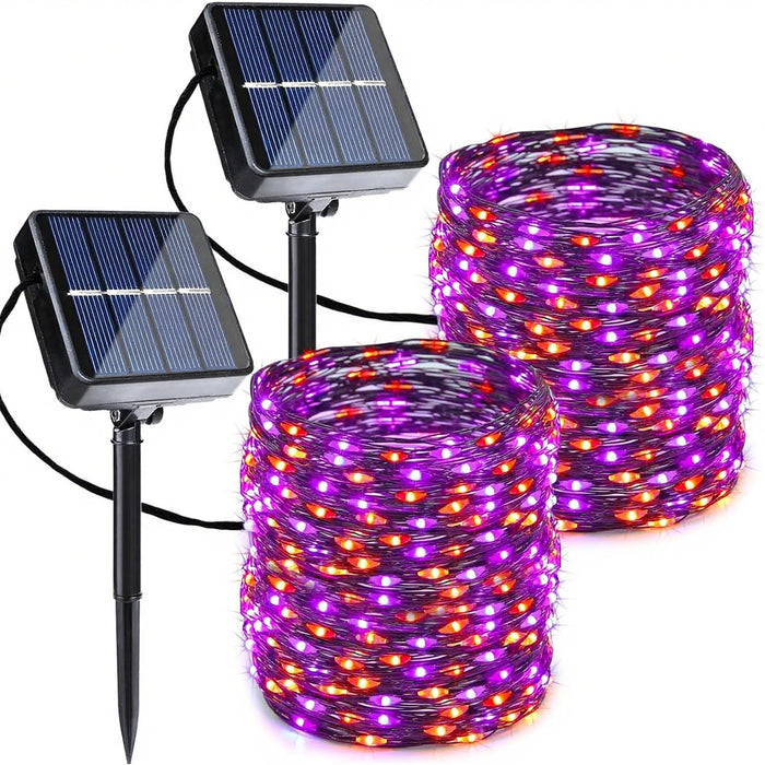 Joomer Orange Purple Halloween Solar String Lights,2 Pack Total 80FT 240LED