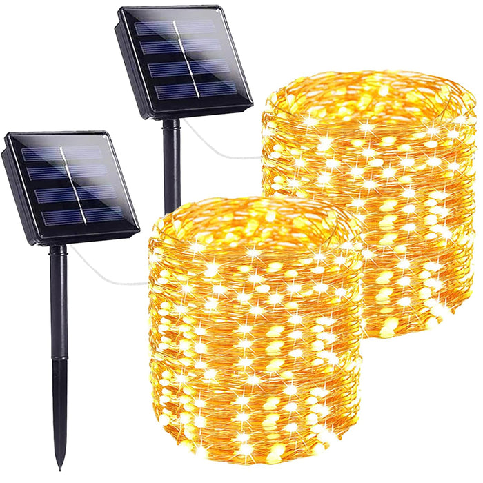 Extra-Long 144FT Solar String Lights for Outside, 2 Pack 400LED Solar Christmas Lights Outdoor, Waterproof Copper Wire with 8 Modes Twinkle Fairy Lights for Tree Garden Party Xmas Decor (Warm White)