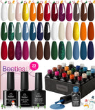 Beetles Winter Gel Nail Polish Set - 20 Colors Gel Nail Polish Kit Green Red Blue Glitter Gold Brown Base and Glossy Matte Top Coat Gel Nail Polish Soak Off Uv Christmas Gifts for Women