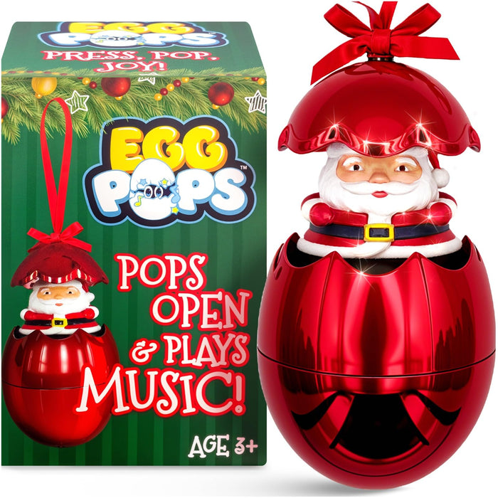 Christmas Tree Ornament Egg, Pop & Play Christmas Ball Ornament is the Best 2024 Christmas Ornament, Holiday Decor, White Elephant Gifts, Plays Jingle Bells, Christmas Decoration For Kids (Santa)