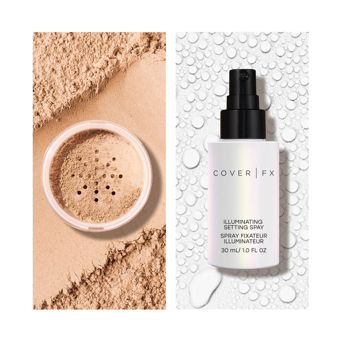 COVER FX Illuminating Setting Powder Duo - Light - Lightweight Finishing Powder - Sets Makeup All-Day