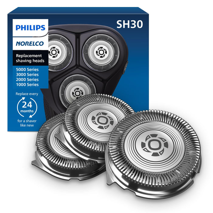 Philips Norelco SH30/52 Genuine Shaving Heads, Compatible with Philips Shavers Series 1000, 2000, 3000 and 5000, Powerful Performance, Self-Sharpening, 3 Pieces, Model SH30/52