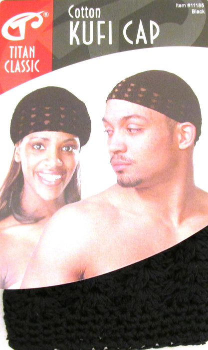 TITAN Classic Cotton Kufi Cap Black, 1 Ea, 1count