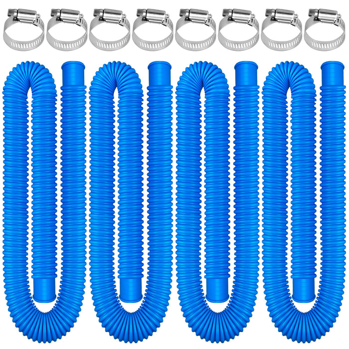 4 Pack Pool Hoses for Above Ground Pools 1.25" x 59" Replacement Pool Pumps Hose Filter Pumps Hose with 8 Metal Clamps for Swimming Pools Filter Pump