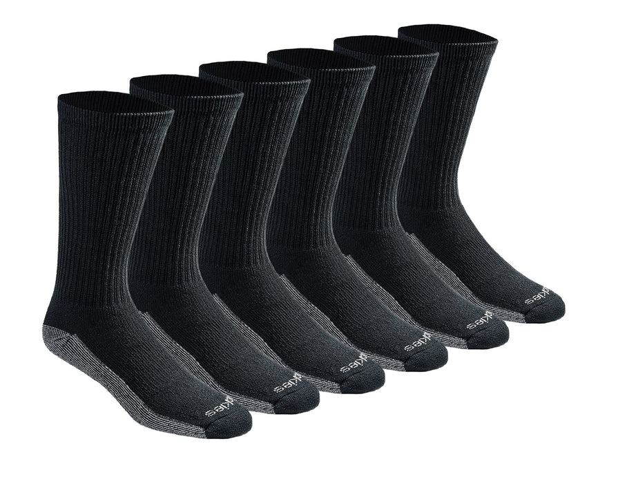 Dickies Men's Dri-Tech Moisture Control Crew Socks, Available in M-XXL (6, 12, 18, Black (6 Pairs), Medium