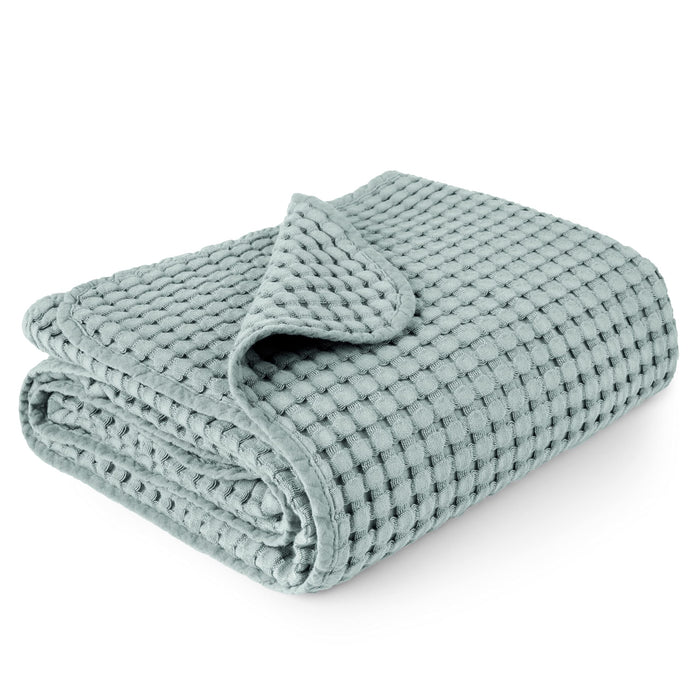 Konssy Waffle Baby Blanket - Soft & Cozy Nursery Swaddle Blanket, Lightweight Toddler Throw for Boys & Girls, Ideal for Wrapping(Light Green)