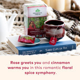 Organic India Tulsi Cinnamon Rose Herbal Tea - Holy Basil, Stress Relieving & Mystical, Immune Support, USDA Certified Organic, Supports Sugar Metabolism, Caffeine-Free - 18 Infusion Bags, 6 Pack