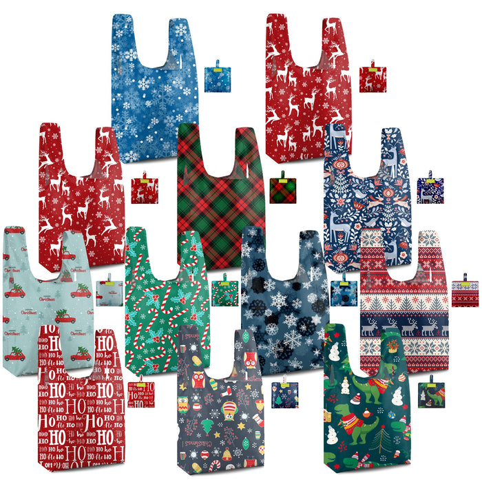 BeeGreen Christmas Gifts Reusable Grocery Bags Bulk 12 Pack Wholesale Reusable Shopping Bags X-Large 50LBS, Machine Washable Kitchen Reusable Bags Heavy Duty, Foldable Bags for Shopping