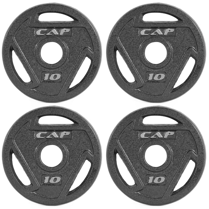 CAP Barbell 2-Inch Olympic Grip Weight Plate, 10 lb, Set of 4,Black