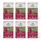 Organic India Tulsi Cinnamon Rose Herbal Tea - Holy Basil, Stress Relieving & Mystical, Immune Support, USDA Certified Organic, Supports Sugar Metabolism, Caffeine-Free - 18 Infusion Bags, 6 Pack