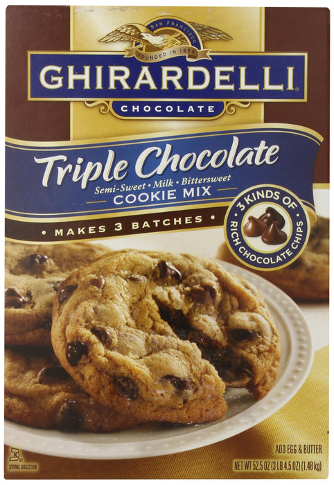 Ghirardell Chocolate Triple Chocolate Semi Sweet- Milk- Bittersweet Cookie Mix - 52.5 oz