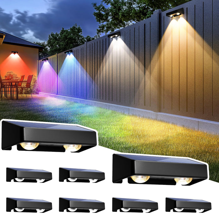 SOLPEX Solar Fence Lights Outdoor, Color Changing,Waterproof IP65, 8 Pack
