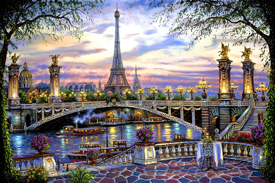 1000 Pieces Puzzles for Adult Wooden Jigsaw Puzzle 1000 Piece Puzzle Adult Children Elderly Puzzle Flower Eiffel Tower Paris Bridge Puzzle Gift for Mom Dad Family Friend Home Decor Wall Art 29.5x20IN