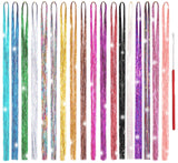 Hair Tinsel Kit 18 Colors, 3600 Strands 48 Inches Fairy Hair, Sparkling Hair Tensile for Christmas New Year Halloween Cosplay Party, Tinsel Hair Extensions with Tool