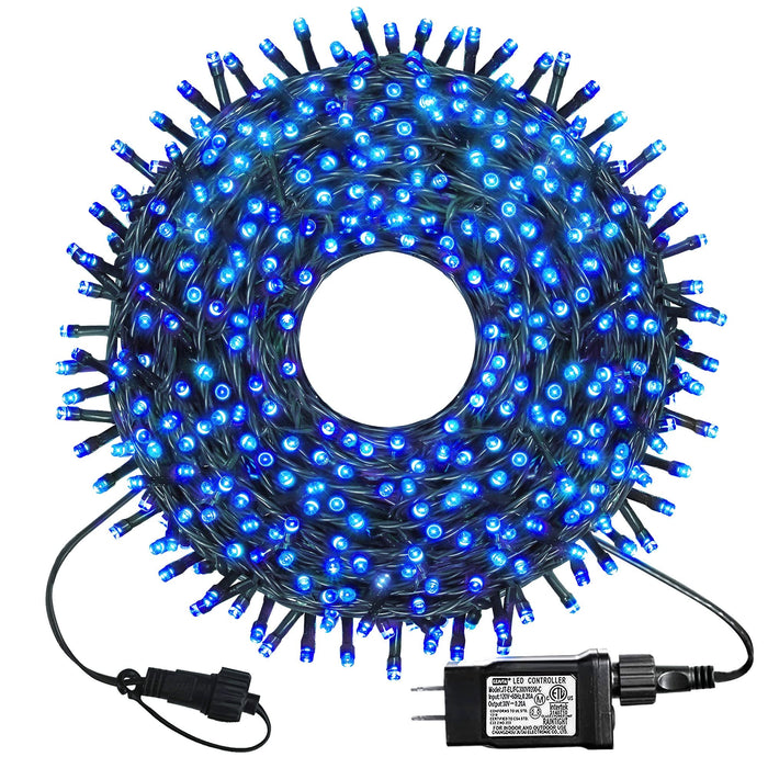 kemooie 300 LED Outdoor Christmas Lights, 99FT 8 Twinkle Modes Green Wire Fairy String Lights for Indoor Outdoor Christmas Tree Lights Wedding Party Decorations(Blue)