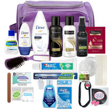 Convenience Kits International Women’s Super Premium 31 PC Travel Kit Featuring: Ensemble of Travel-Size Hair Care Products Plus Face, Body, Oral Care, Travel Essentials in Large Purple Toiletry Bag