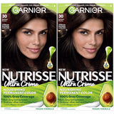 Garnier Hair Color Nutrisse Nourishing Creme, 30 Darkest Brown (Sweet Cola) Permanent Hair Dye, 2 Count (Packaging May Vary)