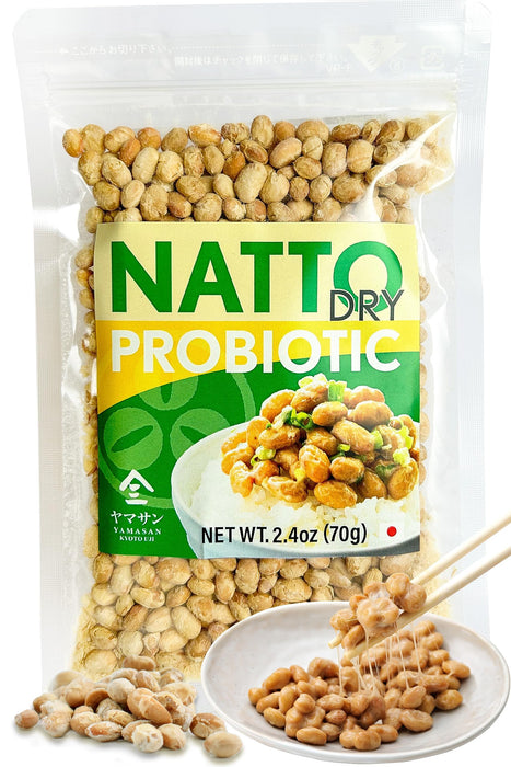 Japanese Natto Fermented Soybean, Freeze-Dried Natto Beans, Japanese Probiotic and Prebiotic Superfood - Vitamin K, Low Sodium, Non-GMO, Vegan, Made in Japan 70g(2.4oz)【YAMASAN】