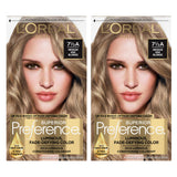 L'Oreal Paris Superior Preference Fade-Defying + Shine Permanent Hair Color, 7.5A Medium Ash Blonde, Pack of 2, Hair Dye