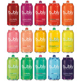 BUBLY Sparkling Water, 15 Flavor Sampler, 12 fl oz Cans, (18 Pack), Blue