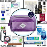 Convenience Kits International Women’s Super Premium 31 PC Travel Kit Featuring: Ensemble of Travel-Size Hair Care Products Plus Face, Body, Oral Care, Travel Essentials in Large Purple Toiletry Bag