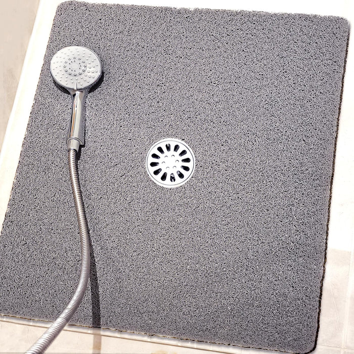 Shower Mats Non Slip for Elderly, 24x24’Lager Loofah Non Slip Shower Mat, Loofah Bath Mats for Shower, Non Slip Bath/Shower Mat for Elderly-Grey