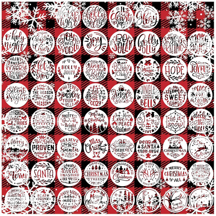 Small Stencils for Painting on Wood Reusable, 3 Inch Reusable Stencil for Craft Ornament Paint Template Stencils for Wall Card Rock Wood Signs Coasters Canvas Home Decor (Christmas Words 3)