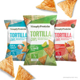 Simply Protein - Tortilla Chips, Restaurant Style Protein Chips, Variety Pack (3-Pack) - Sea Salt, Hint of Lime, Hint of Habanero - 7g Protein, 140 Calories, Gluten Free, Vegan - 3 Bags, 4.58oz (130g)