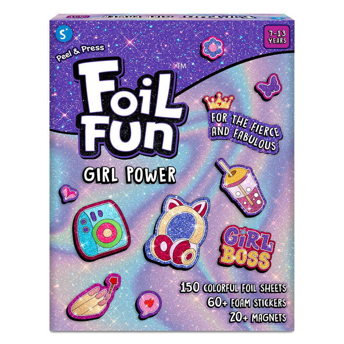 Skillmatics Foil Fun - Girl Power, 20+ DIY Foil Art Magnets, Mess-Free Craft Kit, 60+ Foam Stickers, Creative Activity for Girls, Kids, Tweens, Teens (Ages 7-13), Christmas Gifts, Travel, Party Favor