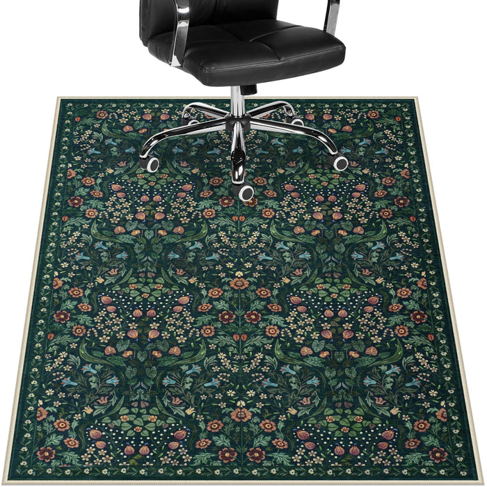 Anidaroel Floral Office Chair Mat for Hardwood Floor, 36"x48" Desk Chair Mat for Hard Floors, Under Desk Rug for Rolling Chair, Anti-Slip Computer Chair Mats, Low Pile Carpet Protector Mat