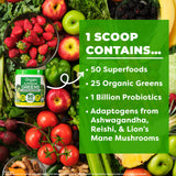 Orgain Supreme Greens Powder with 25 Organic Greens, 50 Superfoods, 1 Billion Probiotics, and Adaptogens, Vegan Greens for Gut Health and Immune Support, 1.5 Servings of Fruit and Veggies, Lemon Twist