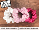 Celestial Silk Mulberry Silk Scrunchies for Hair (Hot Pink, Soft Pink, White)