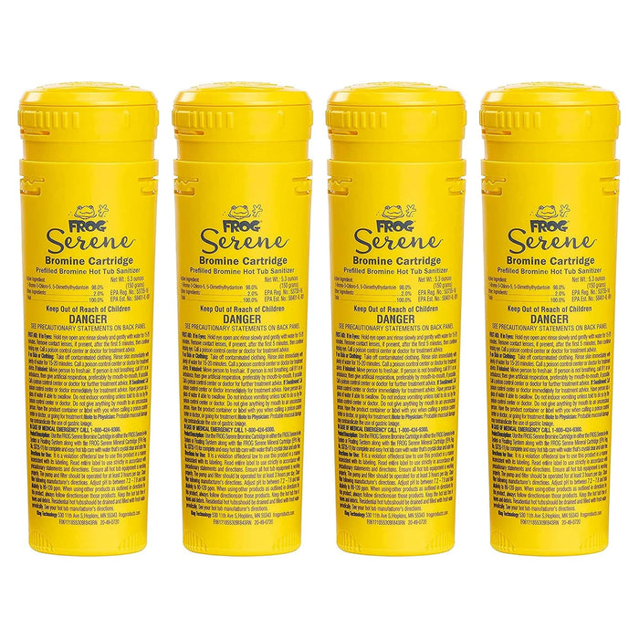 FROG Serene Replacement Bromine Cartridges for use with Hot Tub FROG Serene Floating Sanitizing System - Prefilled for Quick & Easy Hot Tub Maintenance - 4 Pack