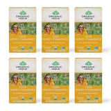 Organic India Tulsi Honey Chamomile Herbal Tea - Holy Basil, Stress Relieving & Calming, Immune Support, Adaptogen, Vegan, USDA Certified Organic, Caffeine-Free - 18 Infusion Bags, 6 Pack