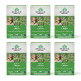 Organic India Tulsi Green Herbal Tea - Holy Basil, Stress Relieving & Empowering, Immune Support, Vegan, USDA Certified Organic, Premium Darjeeling Green Tea, Caffeinated - 18 Infusion Bags, 6 Pack