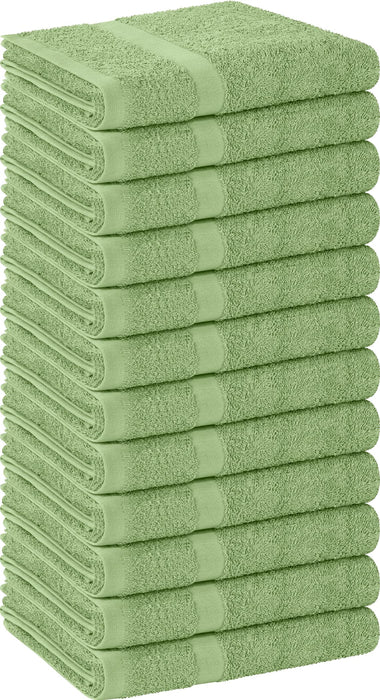 Utopia Towels - Salon Towel, Pack of 12 (Not Bleach Proof, 16 x 27 Inches) Highly Absorbent Cotton Towels for Hand, Gym, Beauty, Hair, Spa, and Home Hair Care, Sage Green