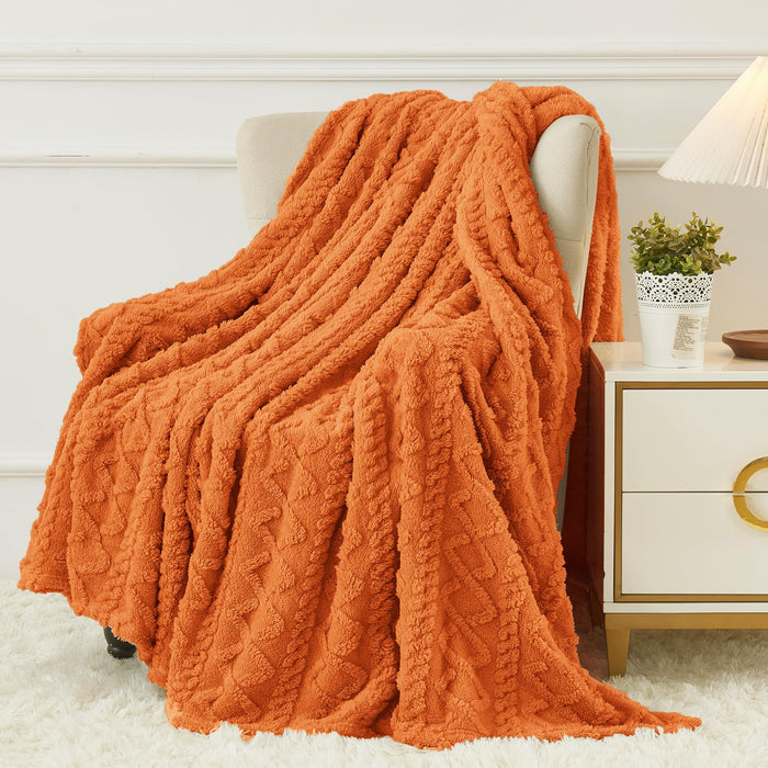 Aganear Fleece Throw Blanket - Cozy Soft Fuzzy Throw Blanket Boho Fall Decor Throw Blankets for Couch, Warm Present for Birthday, Christmas, Halloween, Housewarming(50"x60", Burnt Orange)