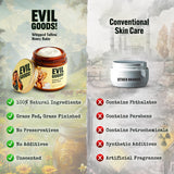 EVIL GOODS Whipped Beef Tallow and Manuka Honey Balm, 4oz, Unscented, Grass Fed Grass Finished Organic Face Cream, Moisturizer, Body Lotion, Skin Care and Lip Balm